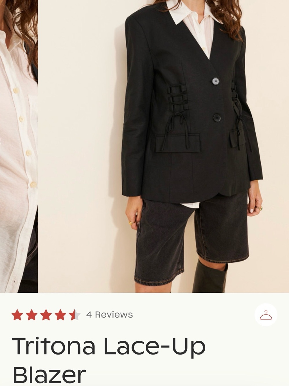 FRNCH Tritona Lace-Up Blazer L Black New With Tags
